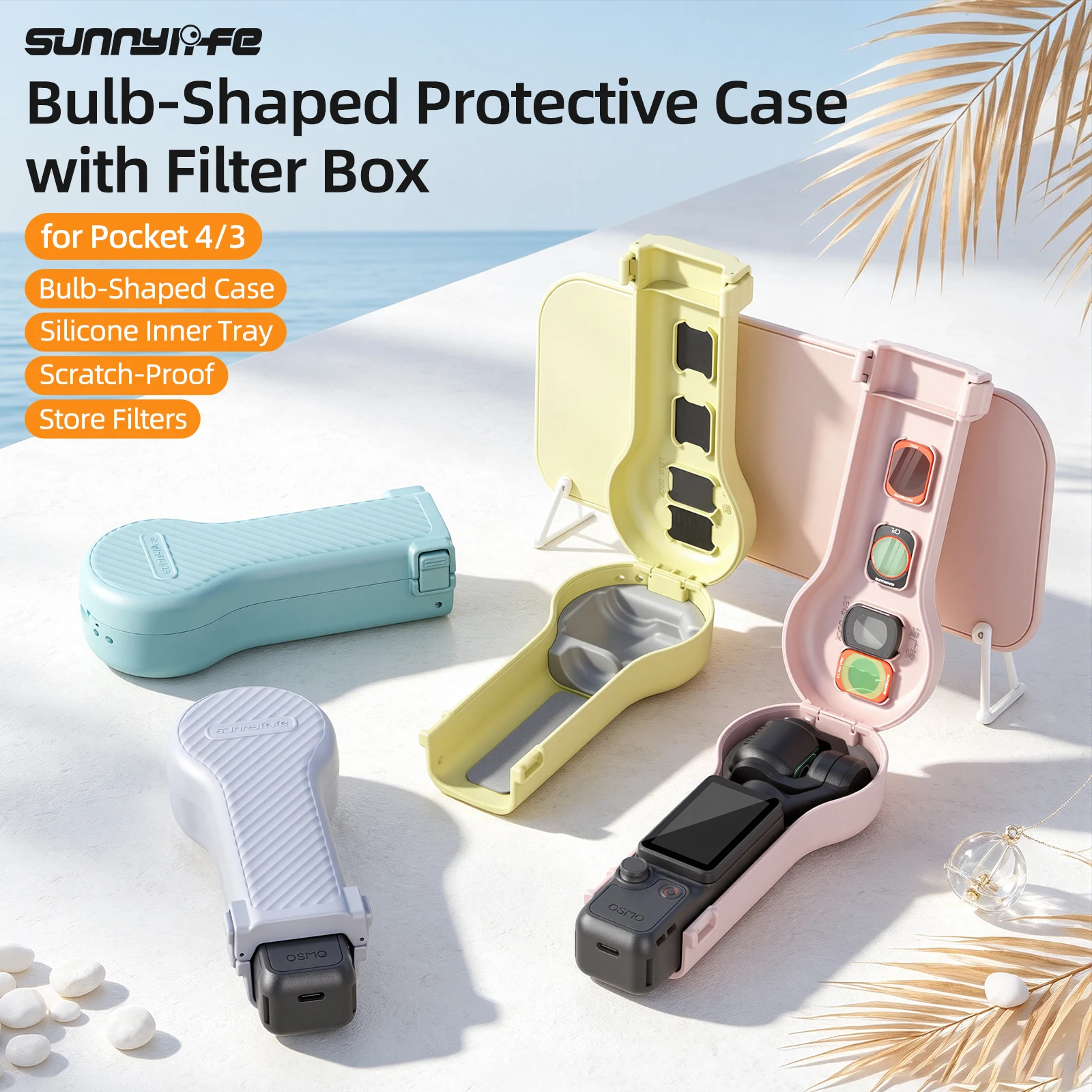 Sunnylife Small Light Bulb Storage Box For DJI Osmo Pocket 4/3 Protective Case Anti Drop Filter Storage Case Accessories