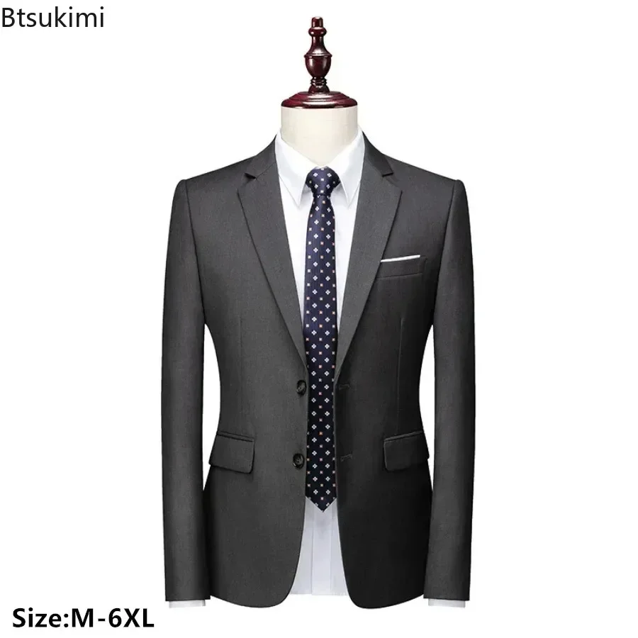 

2025 Fashion New Men's Casual Boutique Solid Suit Coat Male Slim High Quality Business Groom Wedding Blazer Jacket Big Size 6XL