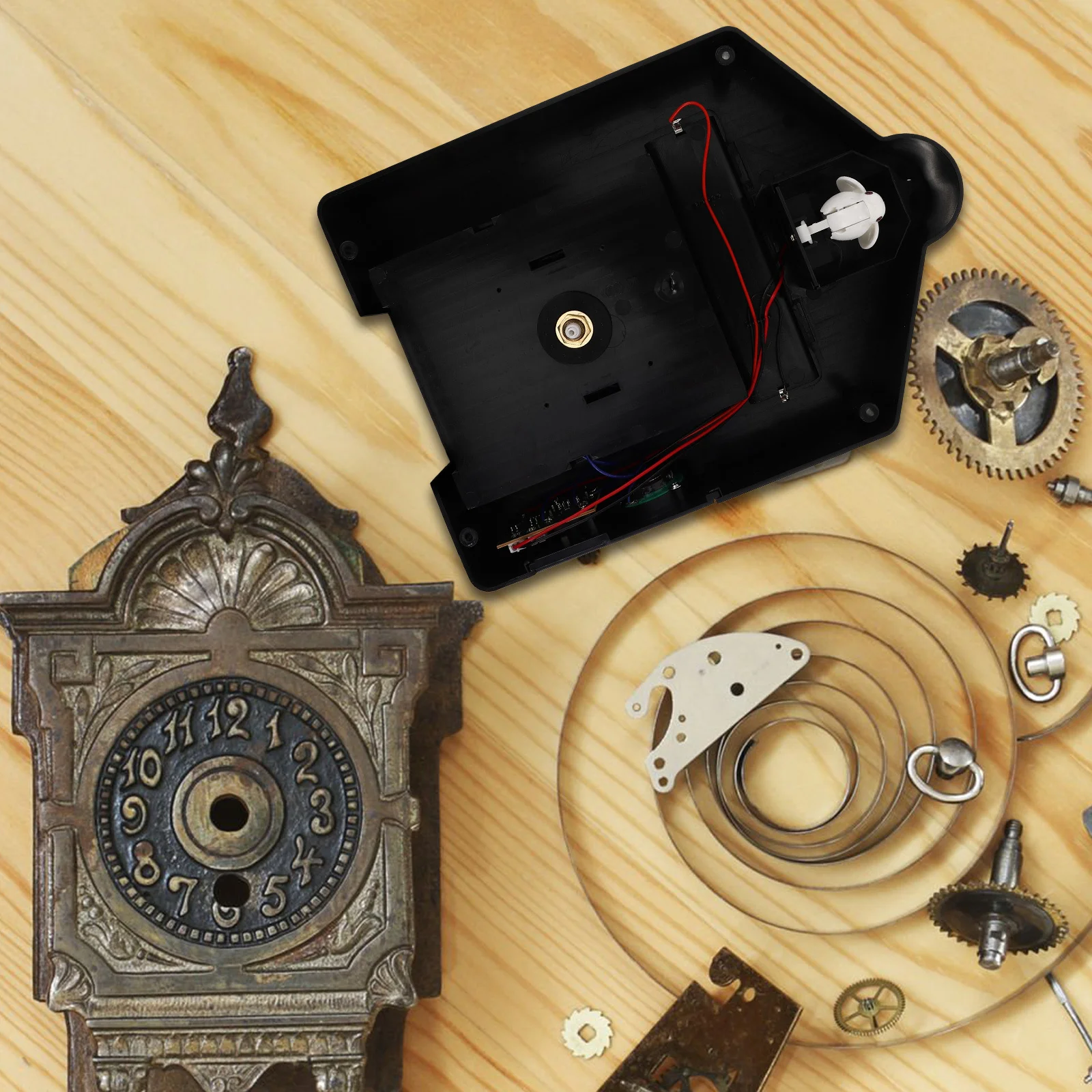 

Wall Clock Vintage Quartz Operated Silent Movement Plastic Pendulum Kit Black Clock Making Parts