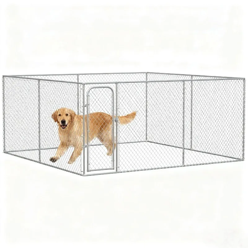 

Heavy Duty Hot Galvanized Metal Outdoor Dog Kennel Cage Large Breed Playpen Secure Lock Modern Style Breathable Animal Large