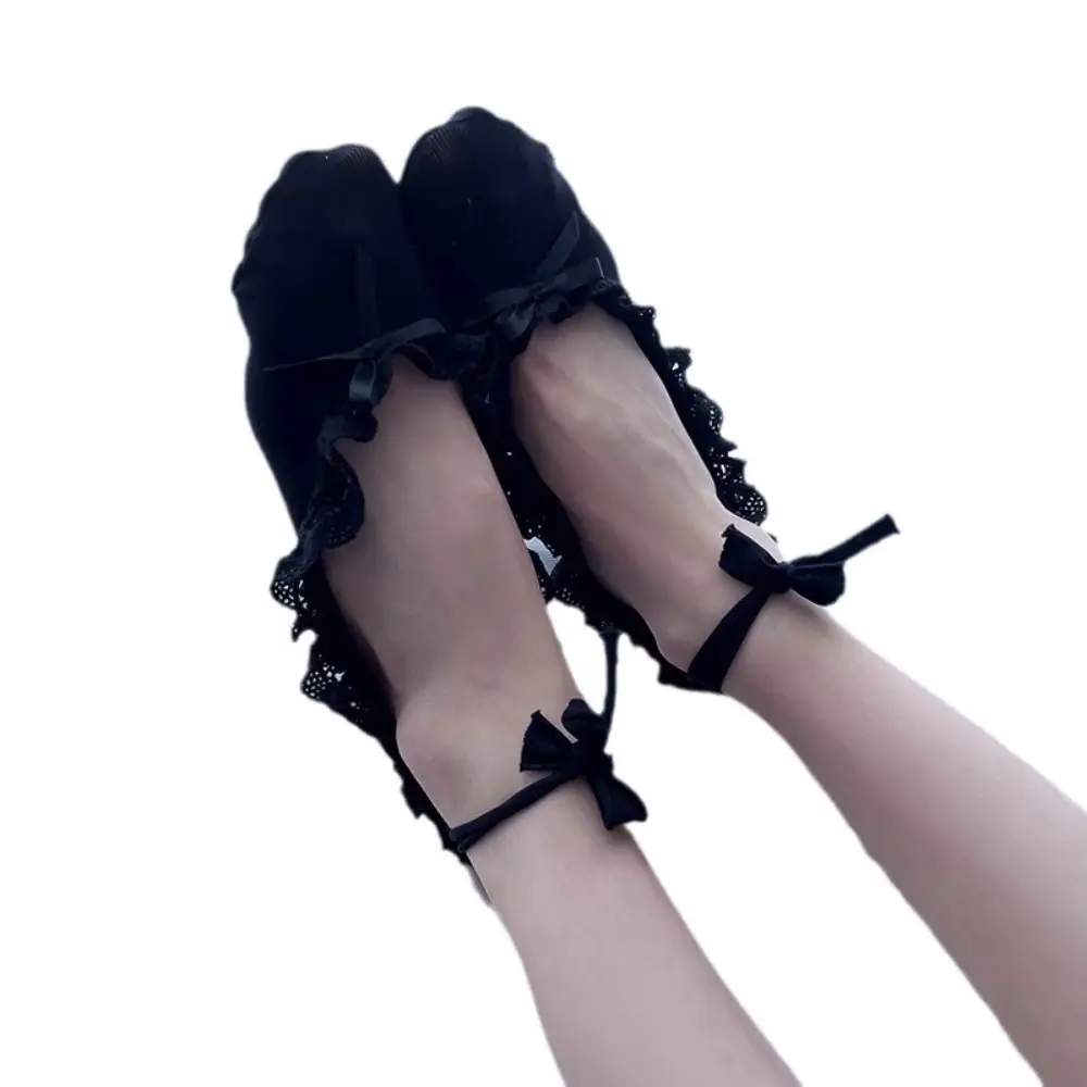 

New Breathable Bowknot Socks Solid Color Y2K Short Socks Spring Summer Daily Wear Cotton Socks