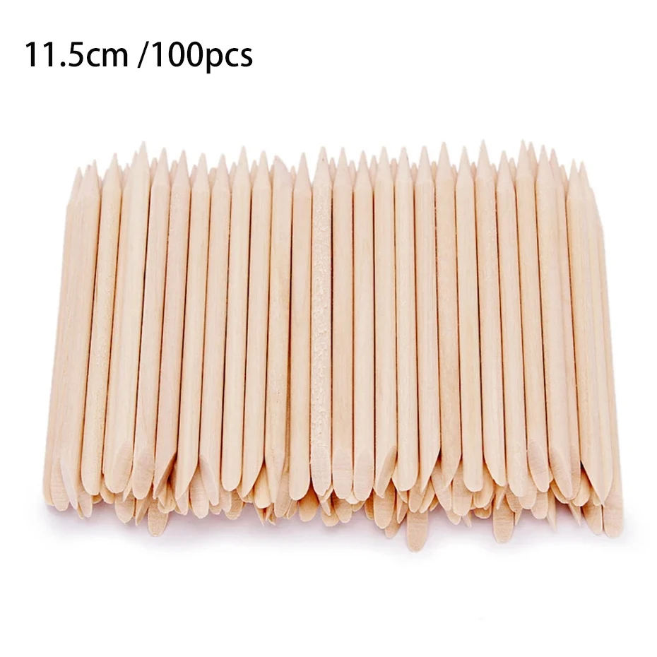 50/100 stücke Nail art Pusher Orange Holz Sticks Nagelhautschieber Entferner Strass Punktierung Entfernung Maniküre Pediküre Pflege Werkzeuge