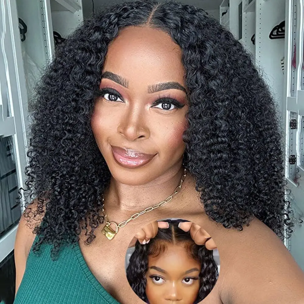 Glueless Bob Wig ISEE Hair Wear And Go Kinky Curly Lace Front Wig Human Hair Short Deep Curly Wigs PrePlucked Human Wigs