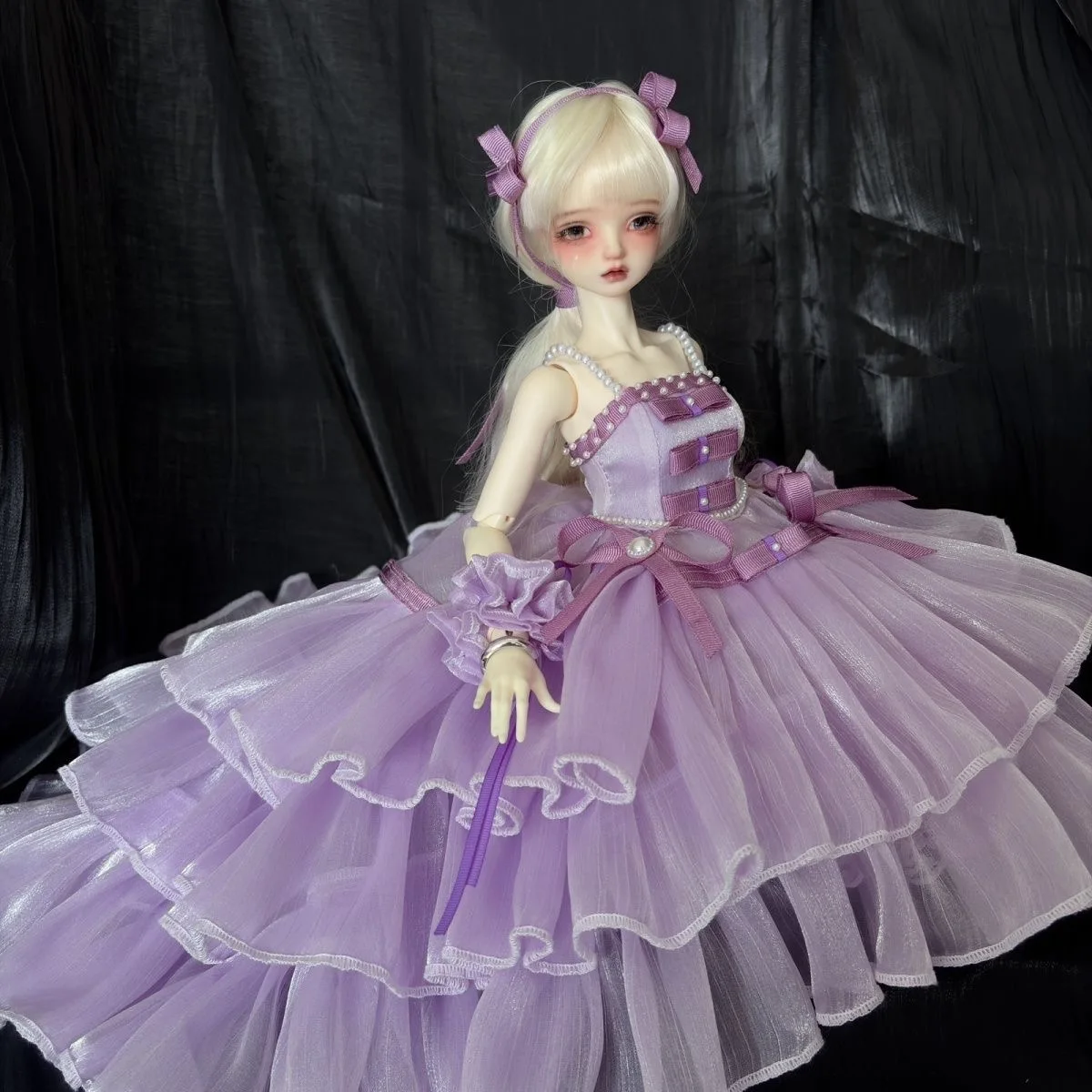 Doll accessories 1/4 doll clothes, bjd accessories light purple dress doll clothes free shipping