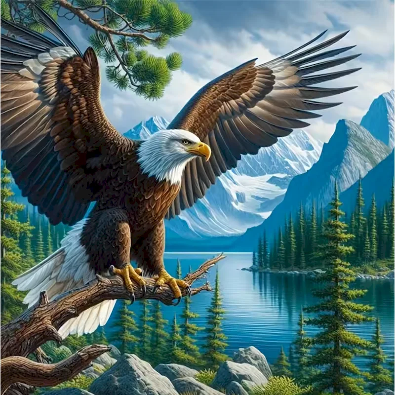 

SDOYUNO New Arrival Eagle Diamond Embroidery Animal Painting Mountain Diamond Mosaic Picture Rhinestones River Wall Decor