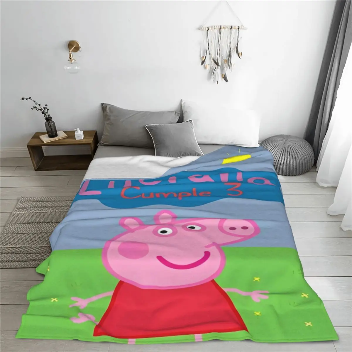 Peppa Pig-Couverture de famille en velours, confortable, super douce, pour chambre à coucher, lit chat