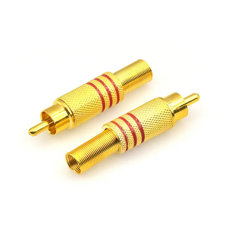 2 pezzi oro rosso nero molla in metallo connettore RCA spina jack maschio connettori AV per PC audio vedio saldatura parti fai da te