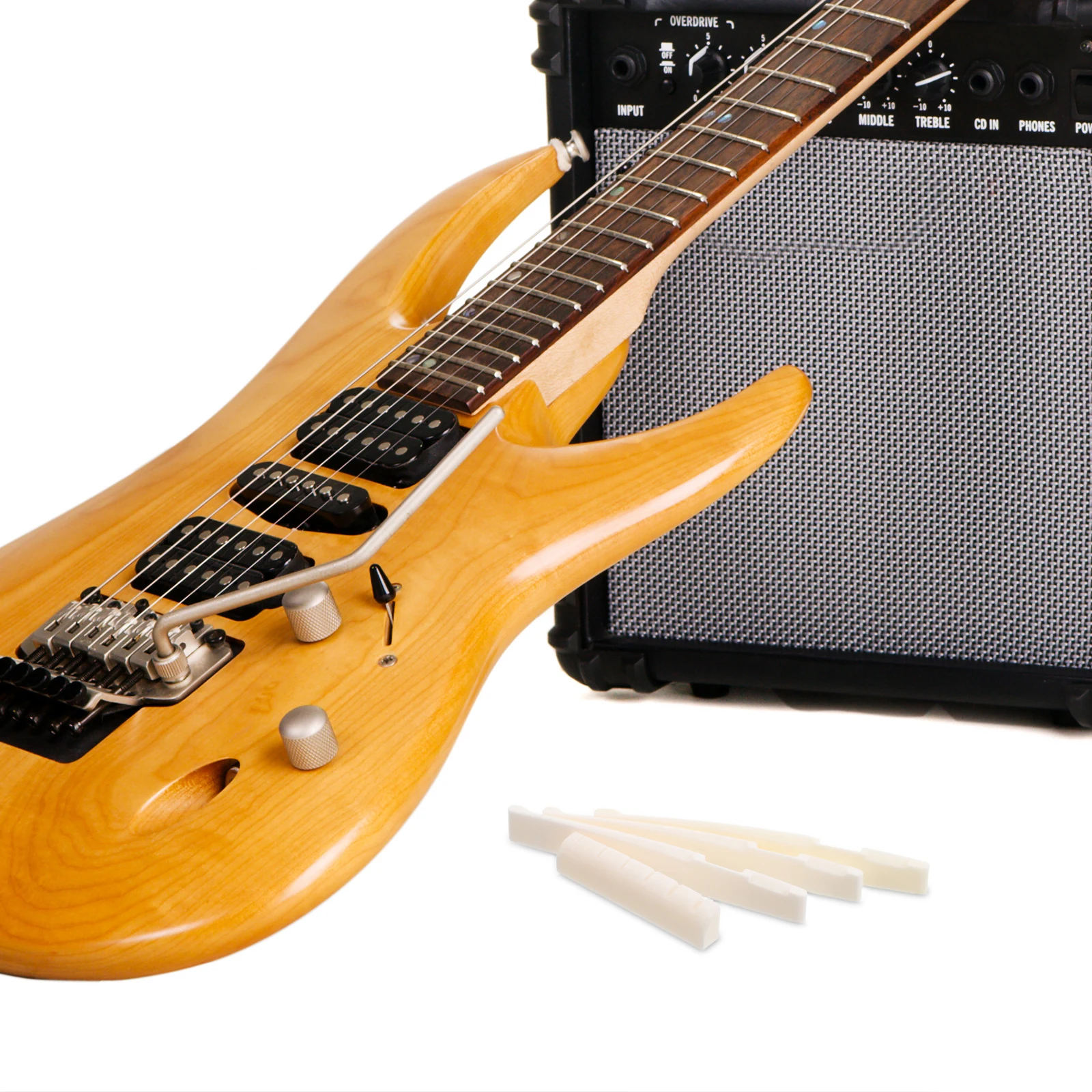 

1 set Guitar Accessories Ox Bone Saddle Nut Acoustic Parts Enhanced Resonance Reduced Friction Improved Sound Effect Durability