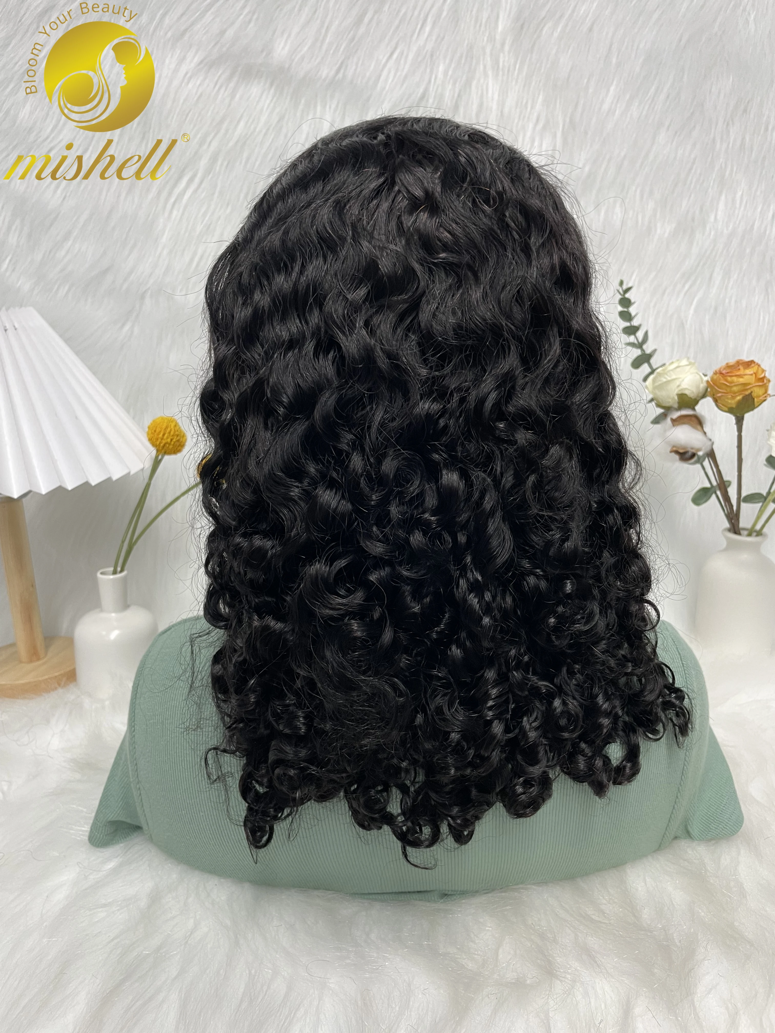 16inch Water Wave Human Hair Wigs 200% Density 13x4 Transparent Lace Front Curly Wigs with Preplucked Baby Hair for Black Women