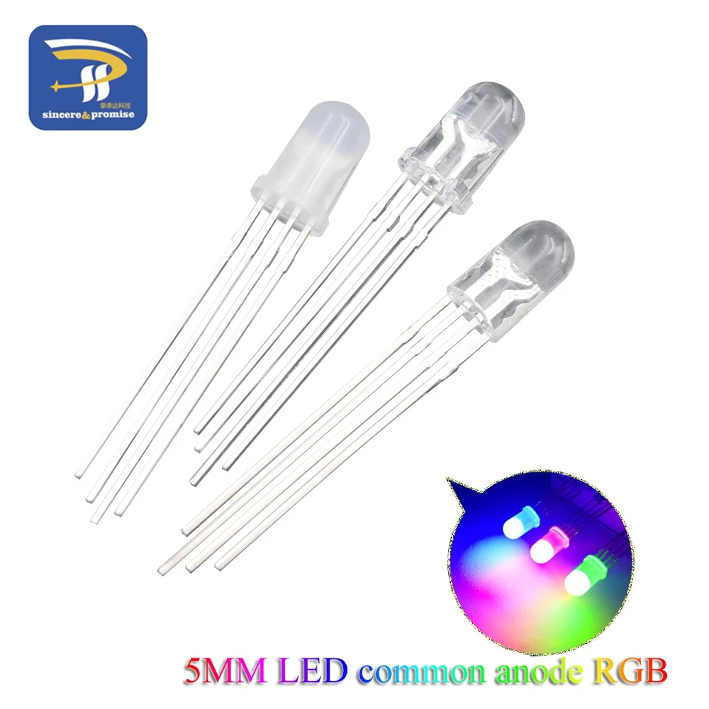 20/100Pcs 4pin 5mm RGB Led Diode Light Lamp Tricolor Round Common Cathode/Anode LED F5 Light Emitting Diode Red Green Blue