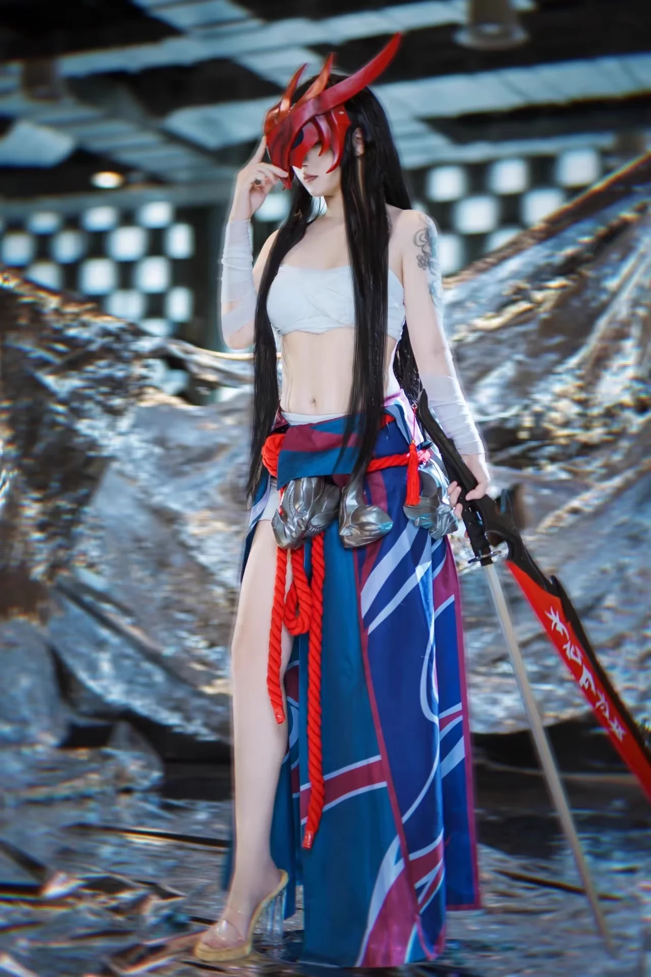 Irelia H Store LOL Spirit Blossom Yone Cosplay Costume Halloween Costume rope skirt masks ribbons image 3