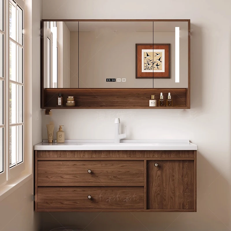Wooden Partitions Bathroom Cabinet Dressers Makeup Modern Storage Cupboard Mirror Toilet Drawers Archivadores Trendy Furniture