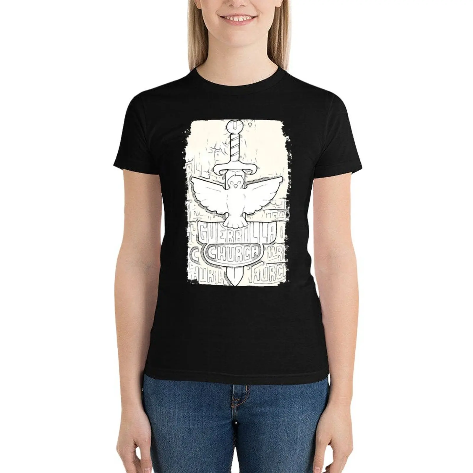 Église Guerrilla - 1 Sam. 17:38-40 T-Shirt poids lourd mignon hauts femme nouvelle édition printemps vêtements femmes 2024
