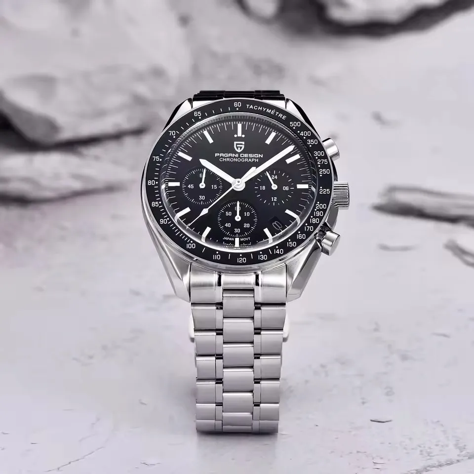 PAGANI DESIGN 500 Speedometer Circle Sport Chronograph AR Sapphire Japan Movt Luxury Men Watch 316L All Steel Luminous Man Watch image 4