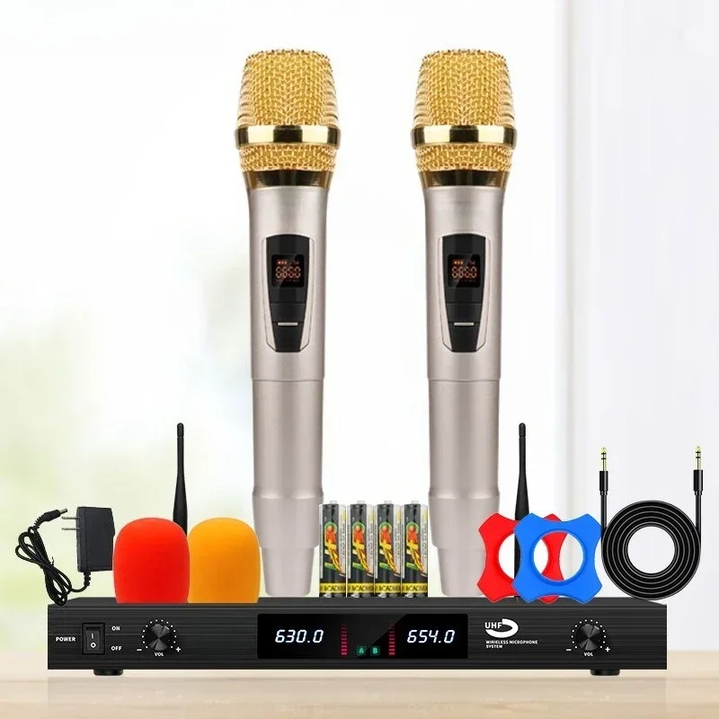 Xianke Wireless One-to-Two Metal FM U-segment Home Singing KTV Microphone Conference Handheld Microphone