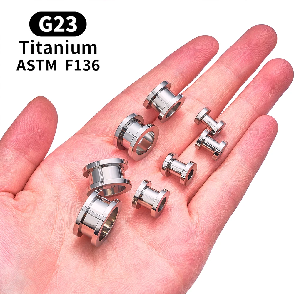 G23 Titan Schraube Fit Doppel Flare Ohr Flesh Tunnel Ohrring Plug Expander Keil Piercing Körper Schmuck Earlet Messgeräte – Detail 10