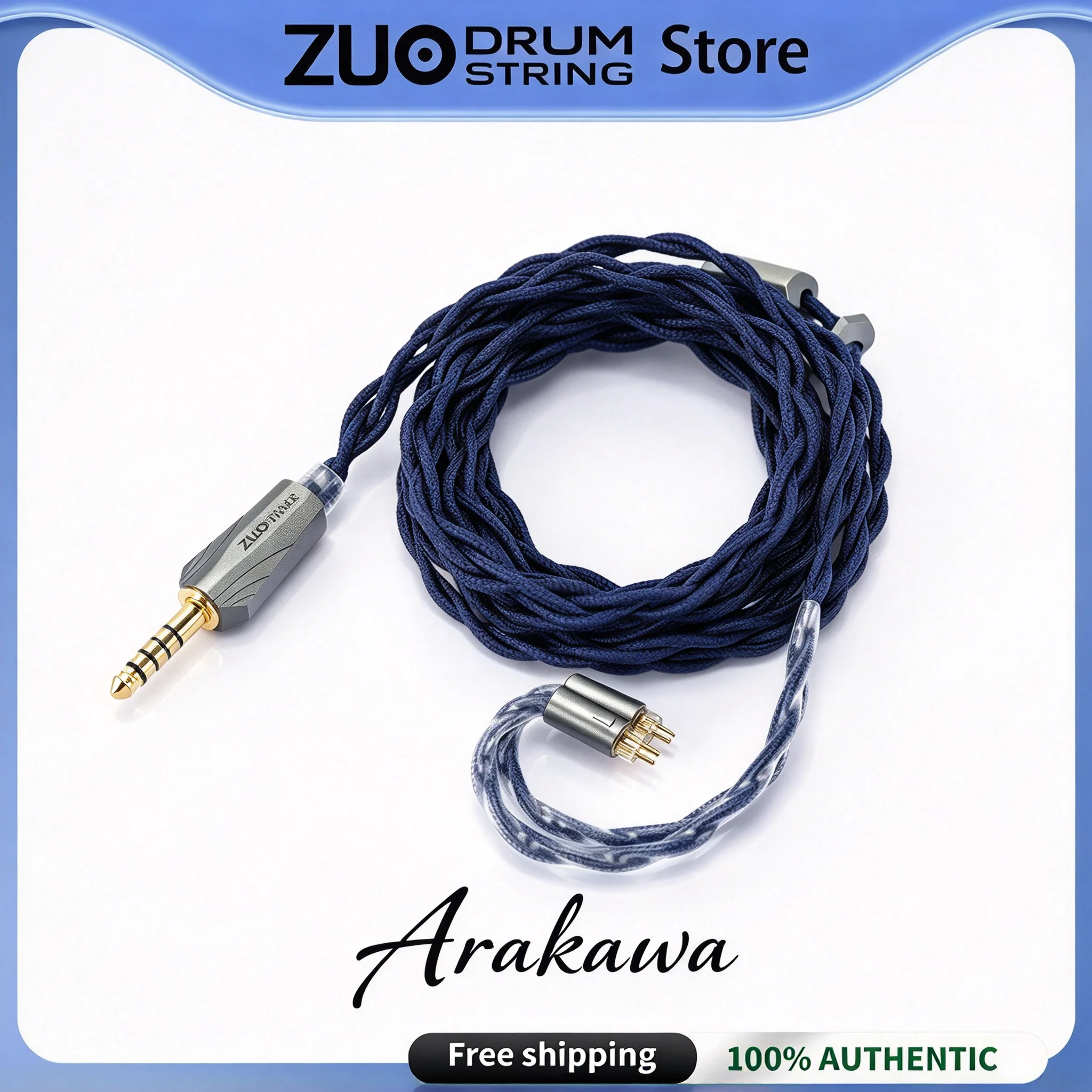ZUO DRUM STRING Arakawa Earphone Upgrade Cable Pure Silver SPC LCOFC 76 Cores 0.78mm 2Pin 4.4mm Balanced for Listenvale IEM HiFi