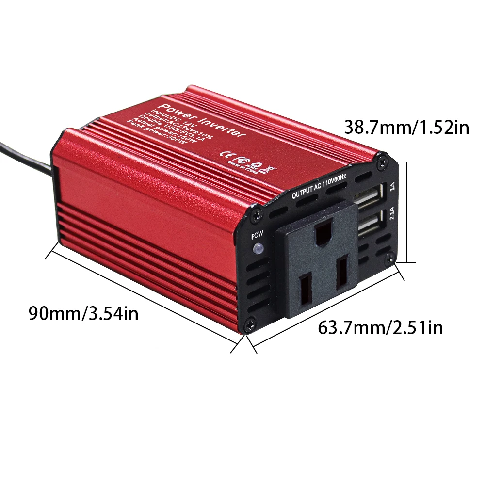 US Inverter 12V 110V Modified Sine Wave Inverter 300W Stable Power USB Socket Auto Inversor Converter Car Inverter CE