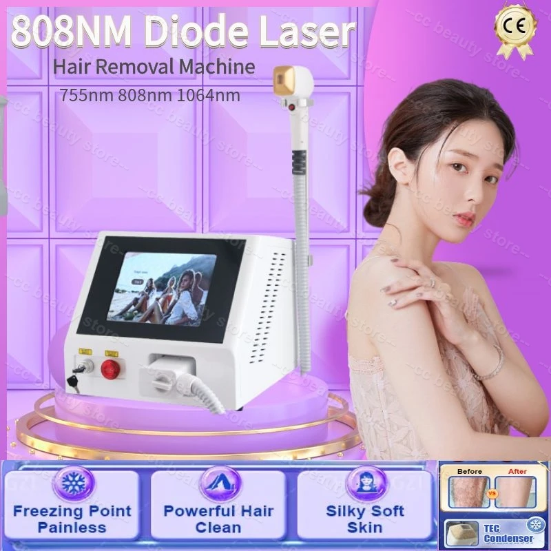 

2000W 808 Diode Laser Hair Removal Machine Skin Rejuvenation Body Painless High Energy Laser Ice Platinum 755 808 1064 for Salon