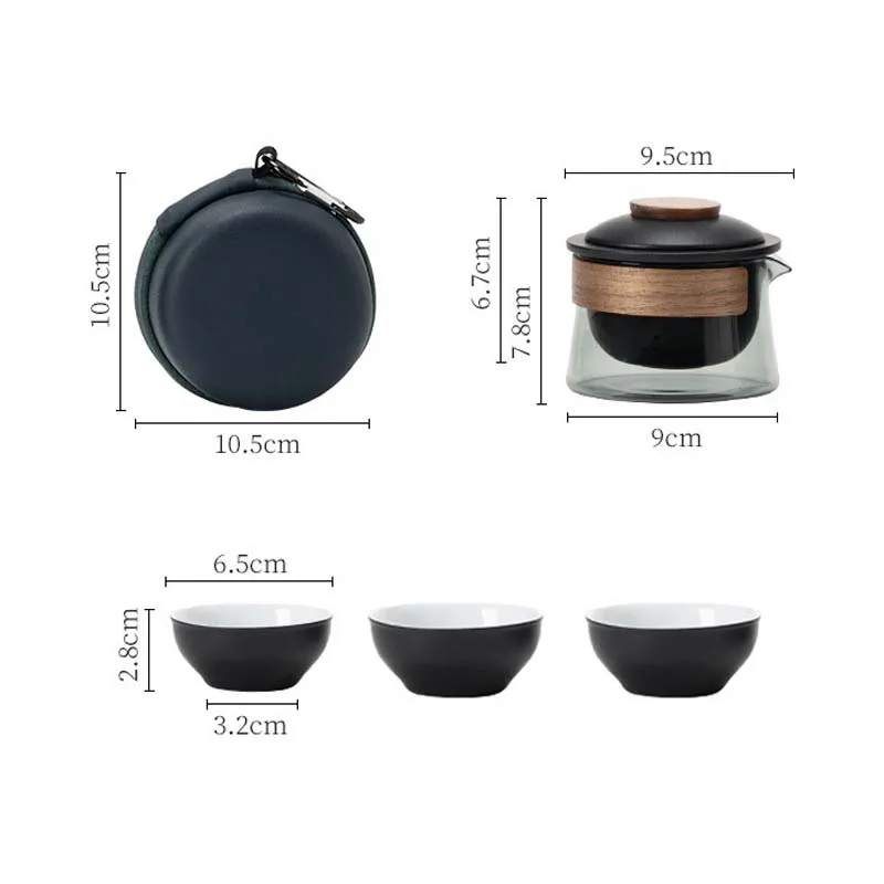 Zen Teapot and Tea Cup Set Kit Household Tea Making Travel Teaware Set Outdoor Portable Bag Chinese Tea Supplies 1 Bowl 3 Cup