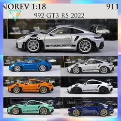 NOREV 1:18 Porsch 911 992 GT3 RS car mdoel Simulation alloy 2022 sport car model collection cars model room ornament boy gift