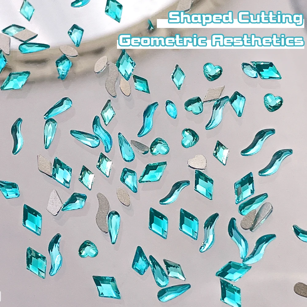 50/100pcs Mix Shape Flatback Rhinestone for Nails Sparkling K9 Crystal Nail Gems Irregular Triangle Rhombu Diamond Nail ArtDecor