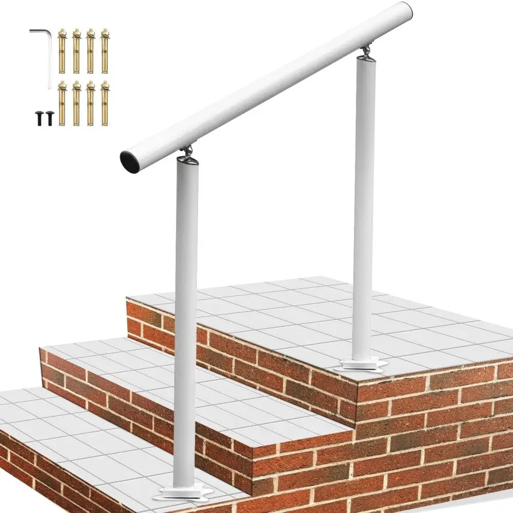 

for outdoor Stair Railing Kit, 3 FT Handrails 2-3 Steps, Adjustable Angle White Aluminum Stair Hand for the Elderly,