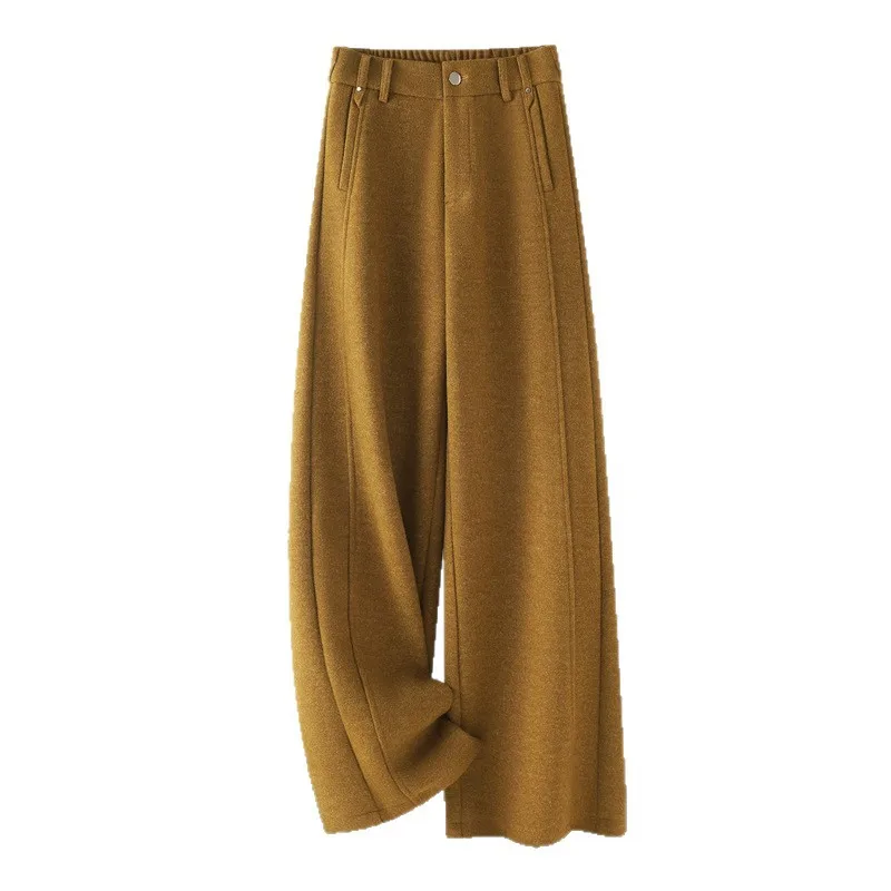 2026 Fashion Autumn Winter Woolen Straight Trousers Women's Loose Wide-leg Pants Thicken High-waisted Female Wool Casual Pants
