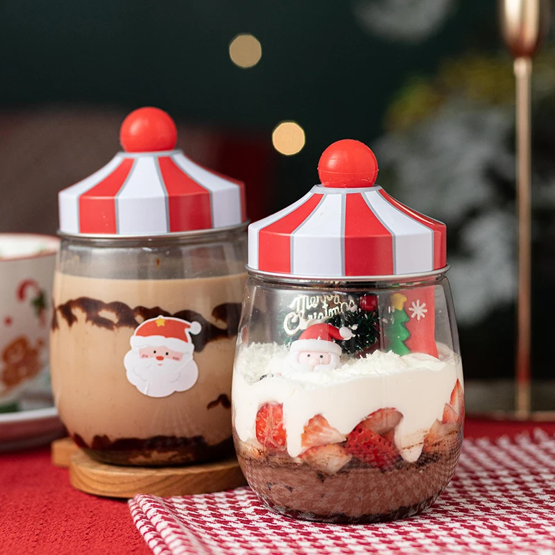 Plastic Transparent Jar Christmas Candy Biscuit Gift Box Circus Packaging Creative Cute Round Dessert Cake Decoration Bottle