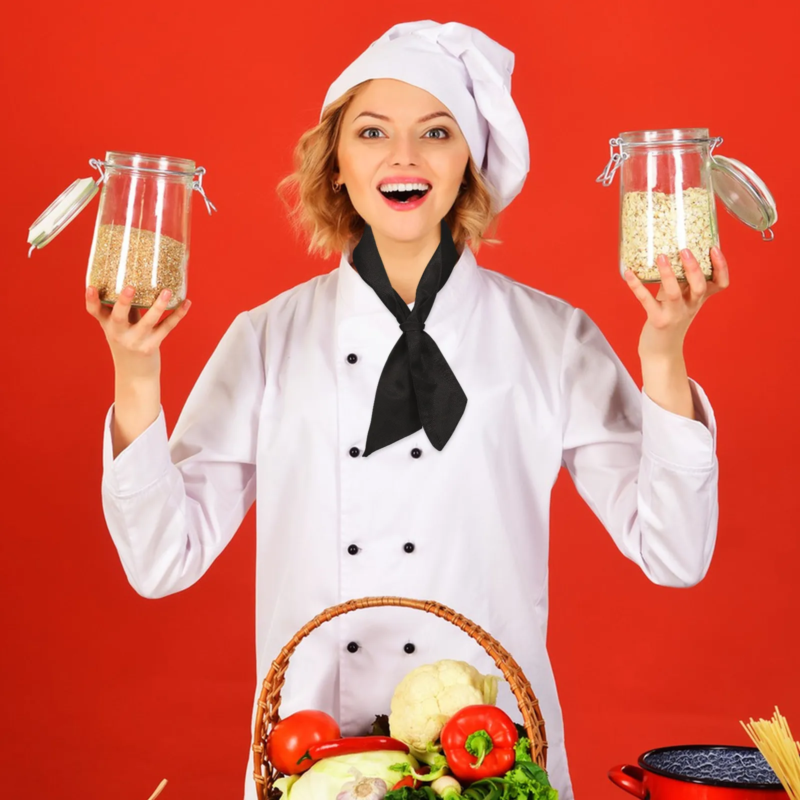 

Черный поварской шарф из хлопка: дышащий, удобный, для кухонного персонала, ресторанов, барбекю, профессионального использования