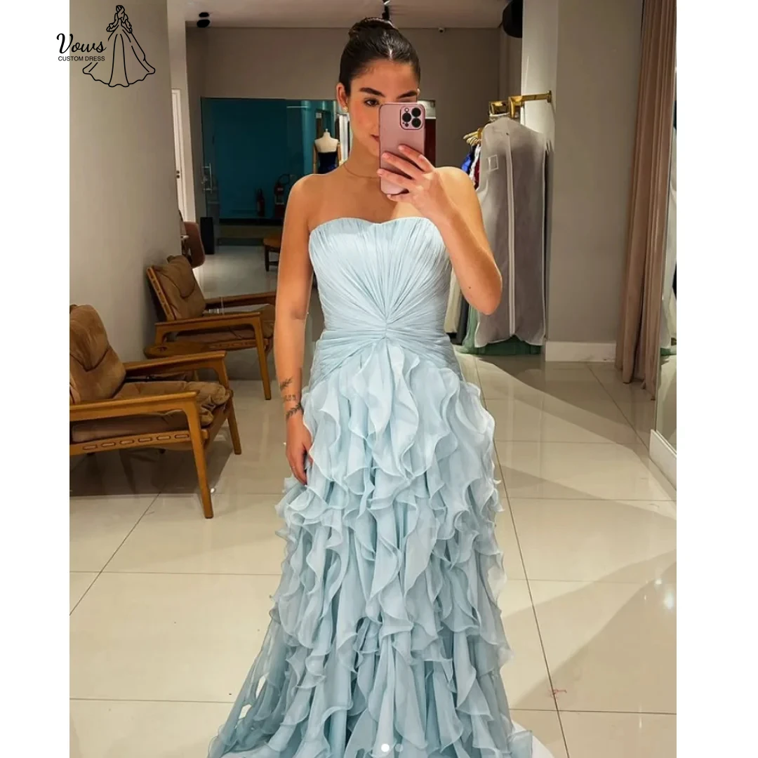 

Vows Line A Elegant Evening Party Dresses for Women Evening Dress Woman Layered Formula Ball Gown Dress Custom Made Off-shoulder