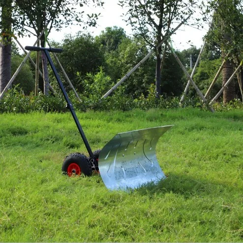 Wheel Metal Heavy Duty Retractable Adjustable Handle Push Snow Shovel