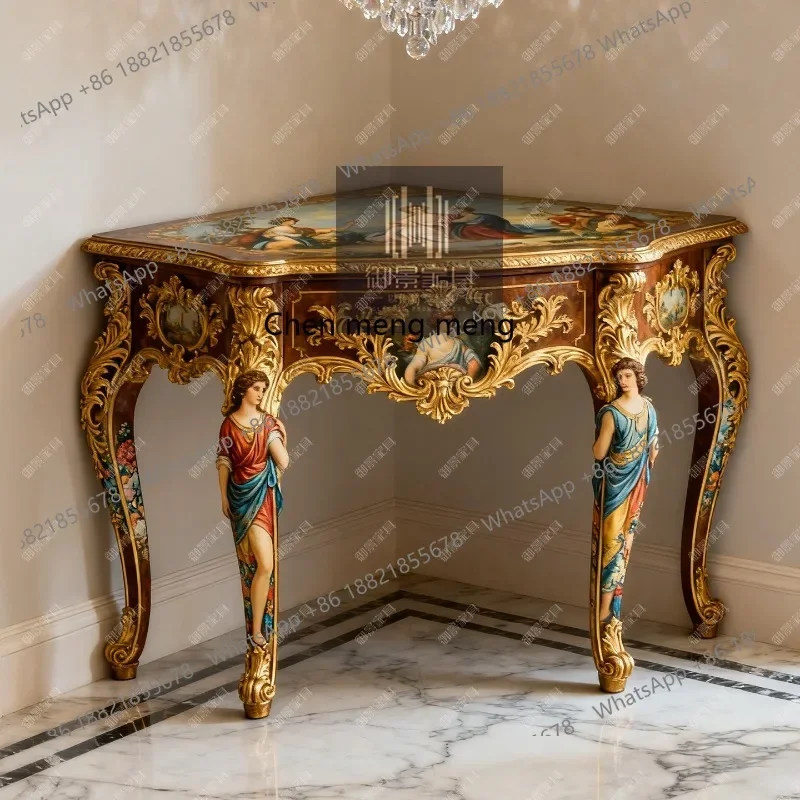 C456 French Baroque triangle several carved painted corner cabinets, living room edge several luxury furniture