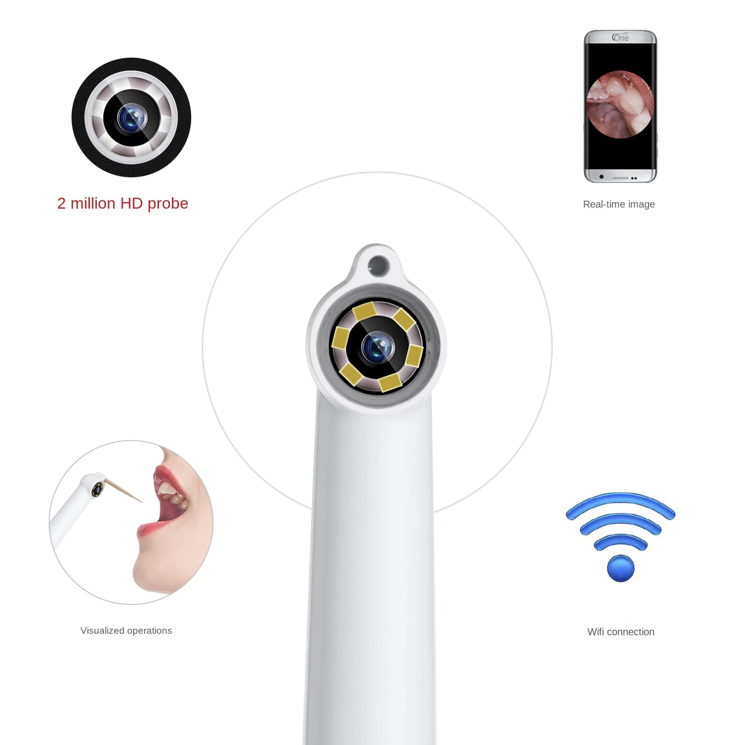 High-definition visual dental mirror oral endoscope dental analyzer wifi endoscope adult and children dental endoscope