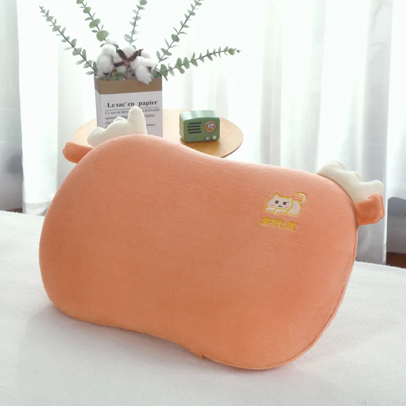 2024 New Cute Spa Sleeping Bouncy Memory Foam Skin-Friendly Velvet Embroidery Flower Cat Belly Pillow Memory Pillow