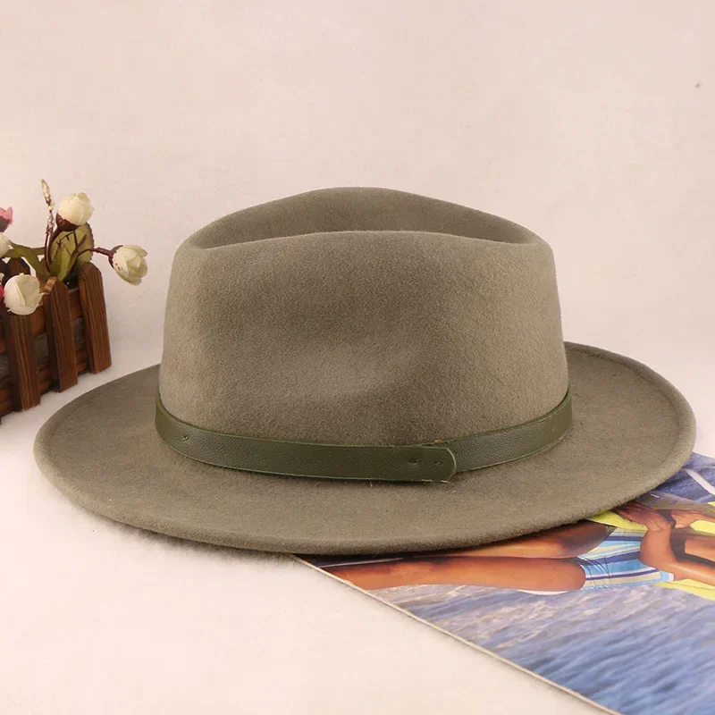 

Men's and Women's Fashion Belt Decoration Wool Leather Cowboy Hat Outdoor Sun Protection Sun Jazz Hat Comfortable Sun Hat