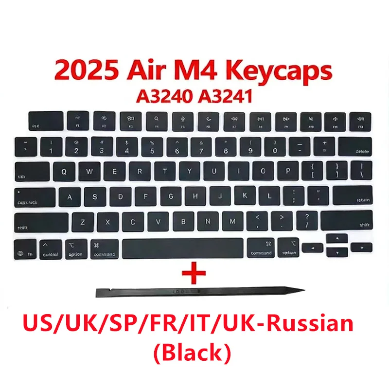 

Новые клавиши (кейкапы) для MacBook Air Retina M4 13" 15" A3240 A3241, раскладка US UK Русская Испанская, 2025 год