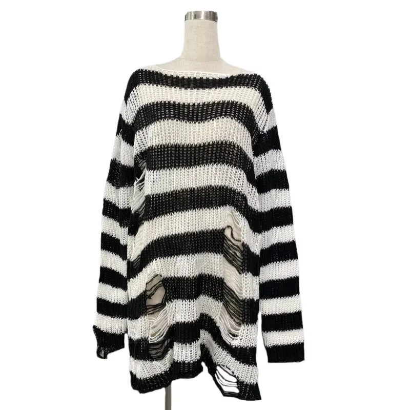 NANA Okazaki Shinichi Cosplay Irregular Ripped Striped Knit Sweater Wig Unisex Outfit For Adult Carnival Comic Con Role Play