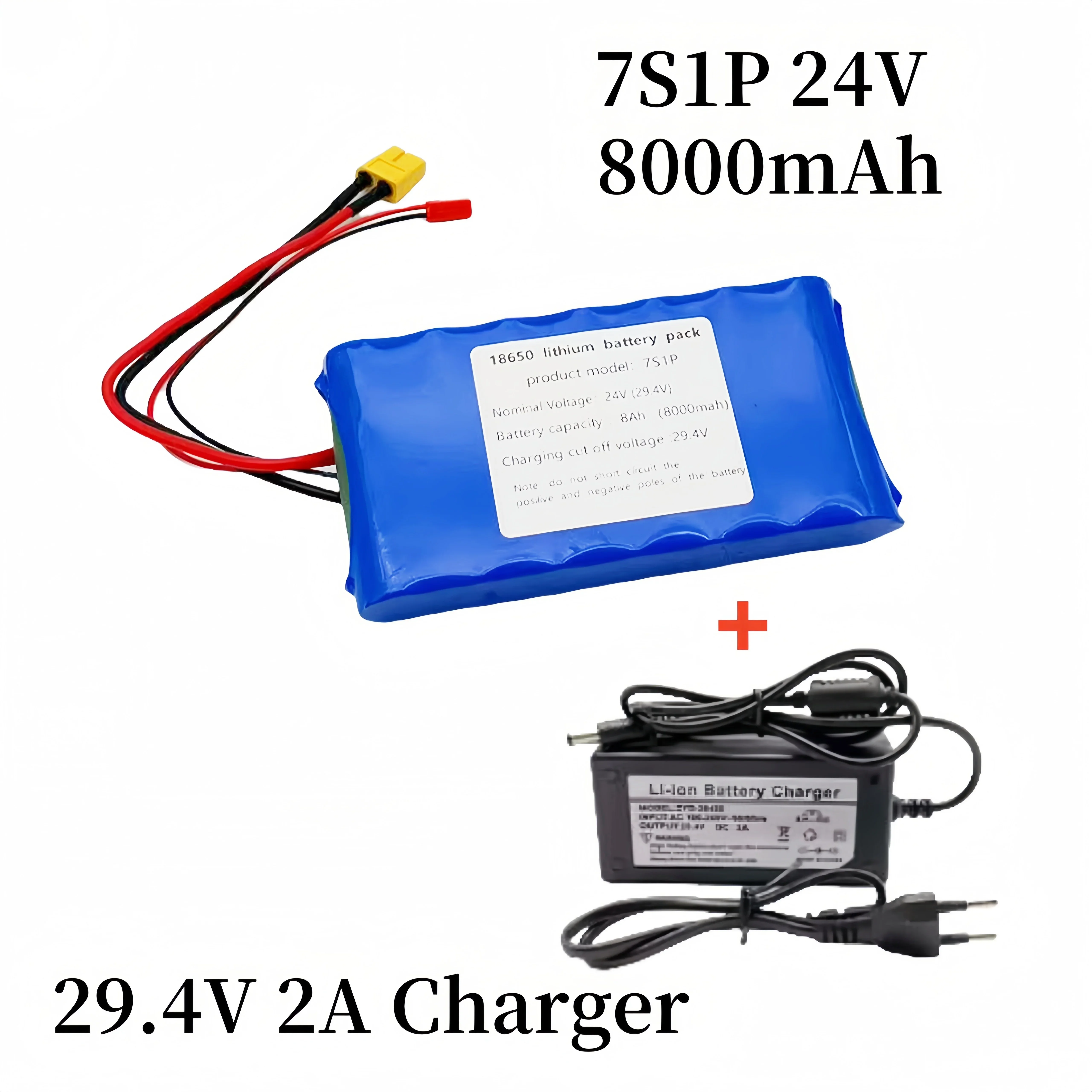 7S1P 24V 8000mAh Lithium ion Battery Pack Replacement Scooter Toy Bicycle Built in BMS