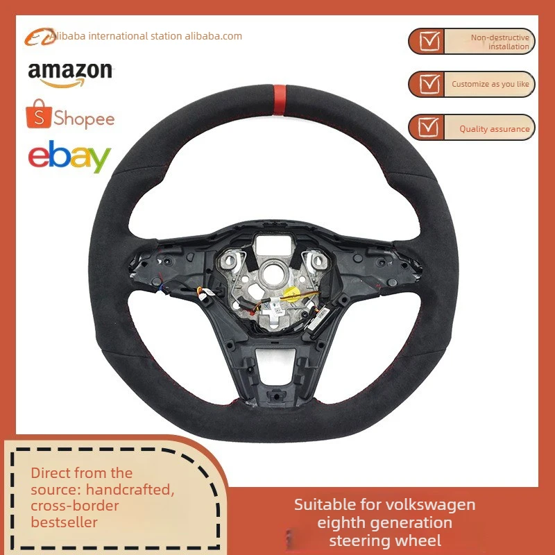Suitable for Golf8 MK8 steering wheel, red line full hair heating paddle with red return to the bottom of the positive