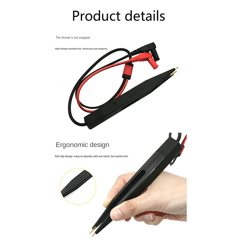 ABJA-SMD SMT Chip Test Clip Lead Probe Digital Multimeter Meter Tweezer Capacitor LCR Capacitor Test Pen view 3