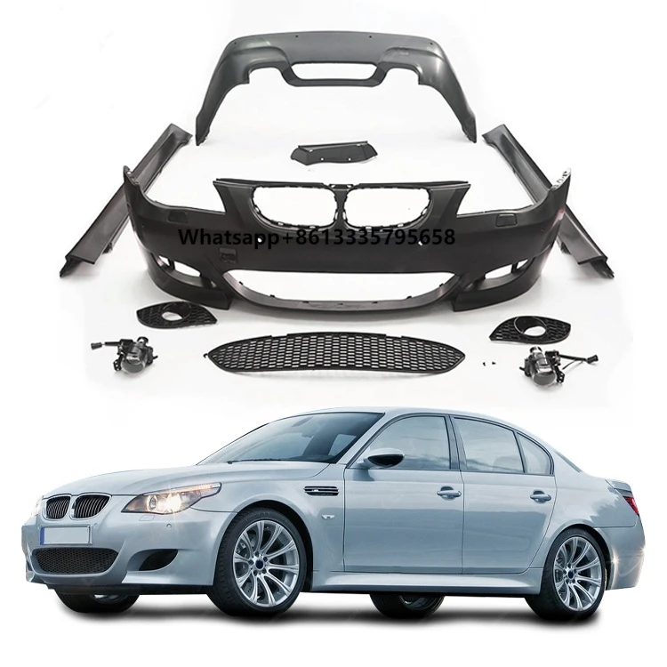

BMWW 5 Series E60 04-10 Body Kit Upgrade M Power M5 Style Front Rear Bumper Side Skirt Exhaust Pipe Fog Light All New Plastic