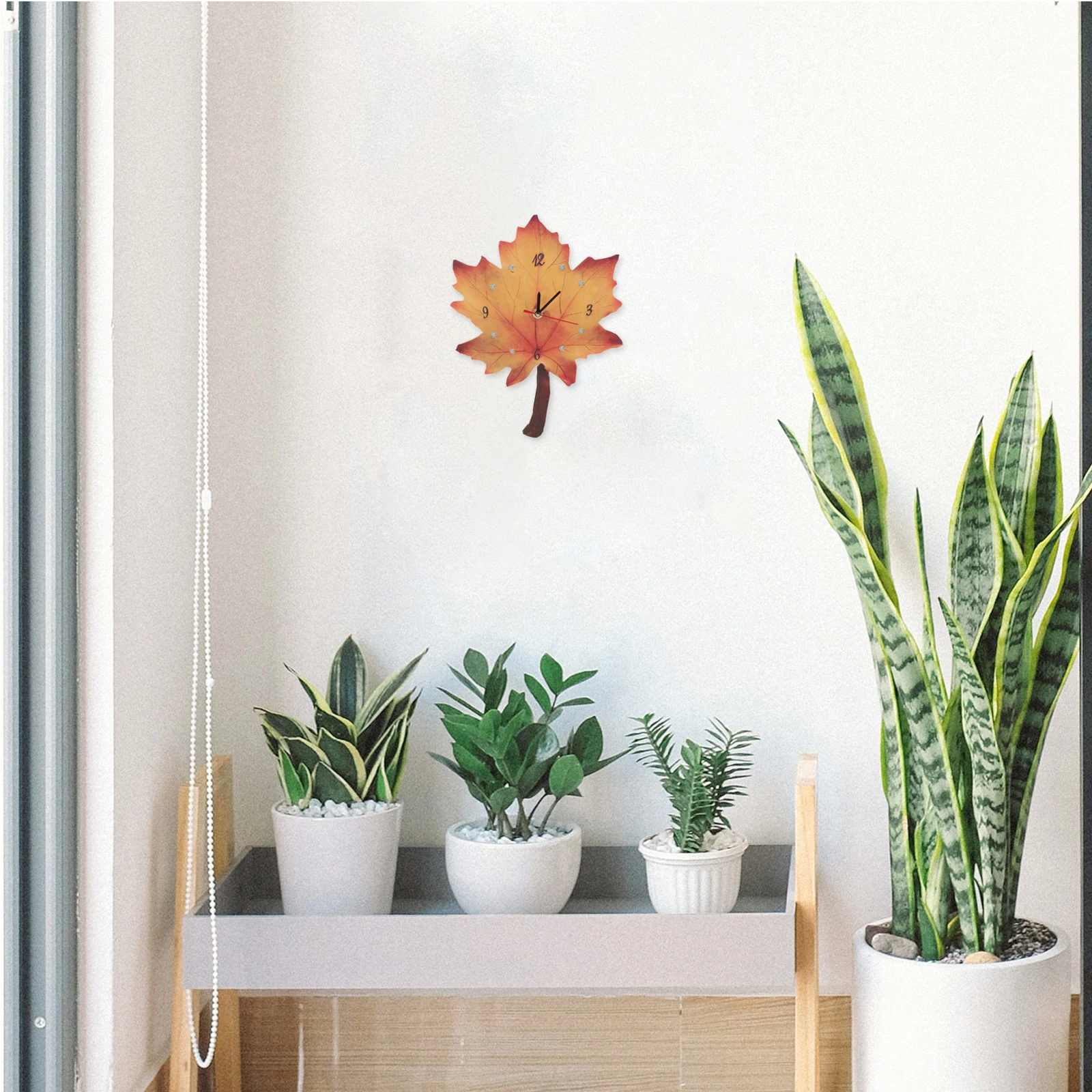 

Maple Leaf Wall Clock Wooden Home Decor Kitchen Living Room Bedroom Hallway Office Modern Design Splendid Long Term Use