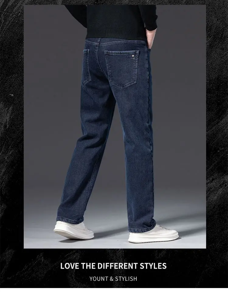 2026 Herren Fleece-gefütterte Verdickte Jeans Winter Warme Stretch Slim Fit Hosen Bequeme Weiche Hosen für Tägliche Arbeitskleidung – Detail 8