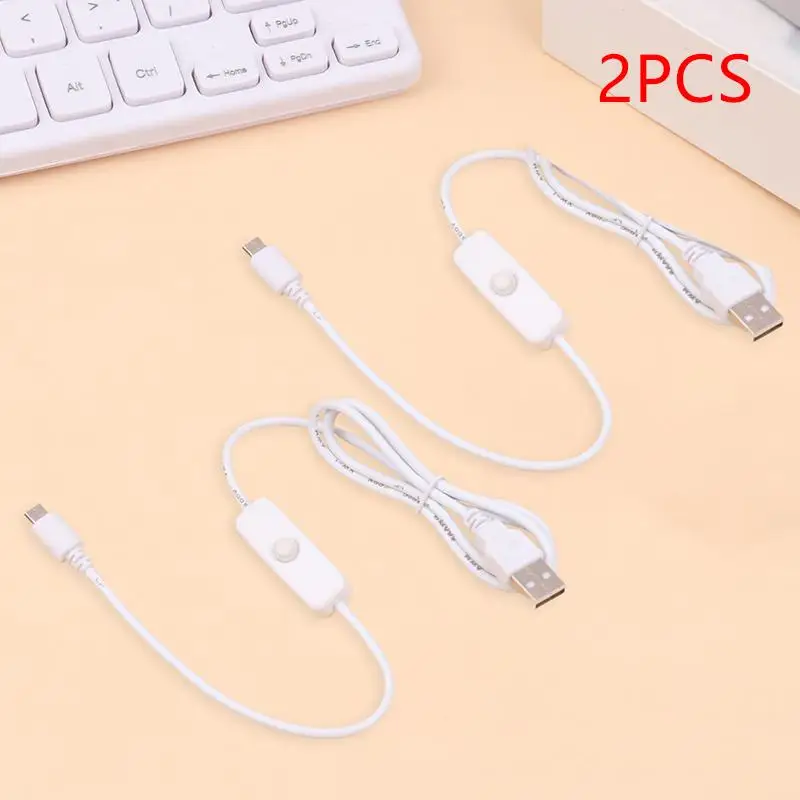 1/2Pc USB Type-C Extension Cable with On/Off Switch for USB Lamp/USB Fan LED Strip/Bulb Light - Durable Data Sync Charging Cable