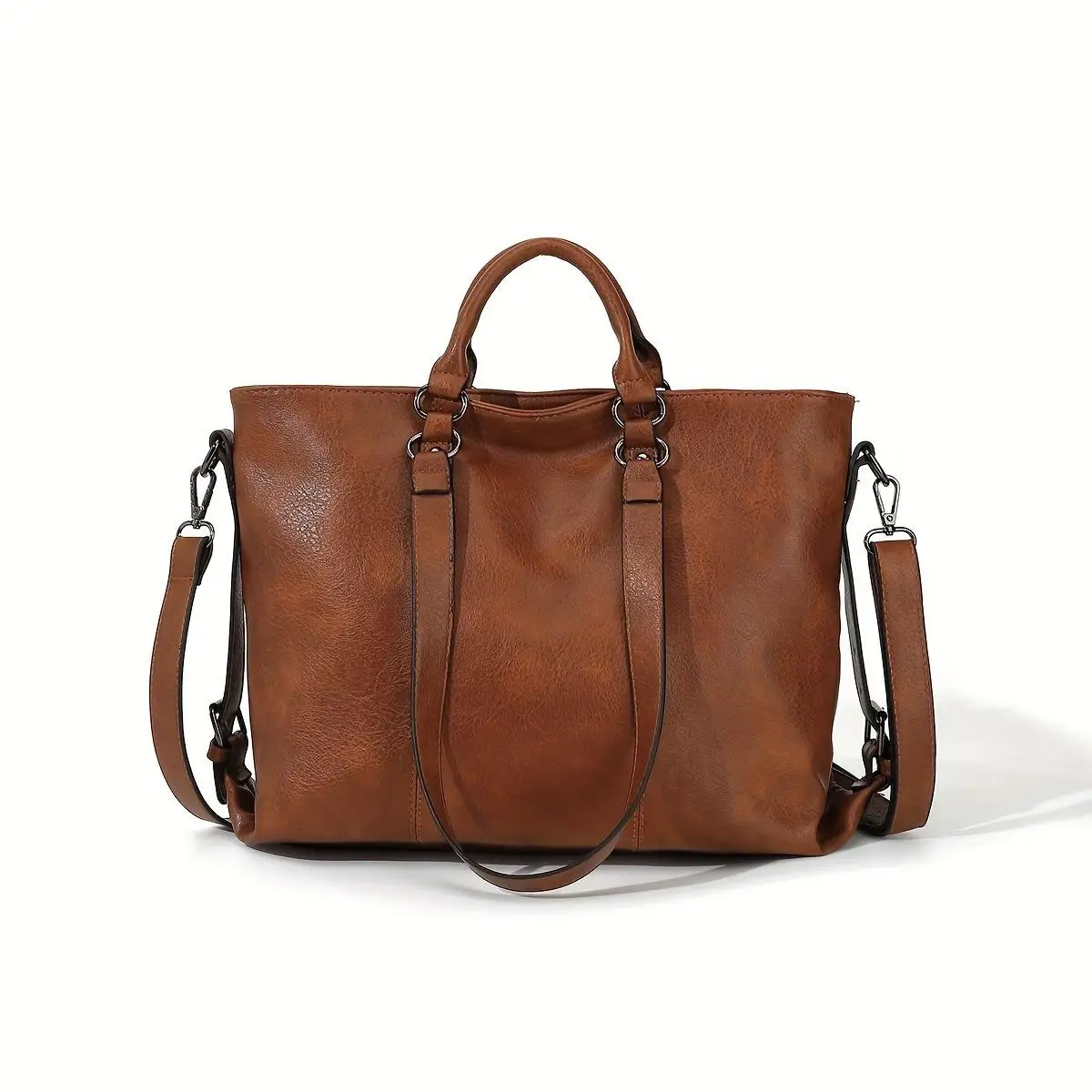 جديد 2024 حقيبة يد نسائية عالية الجودة حقيبة حمل نسائية أمريكية ريترو Sle لينة بولي Leather جلد الاستخدام اليومي حقيبة كبيرة غير رسمية