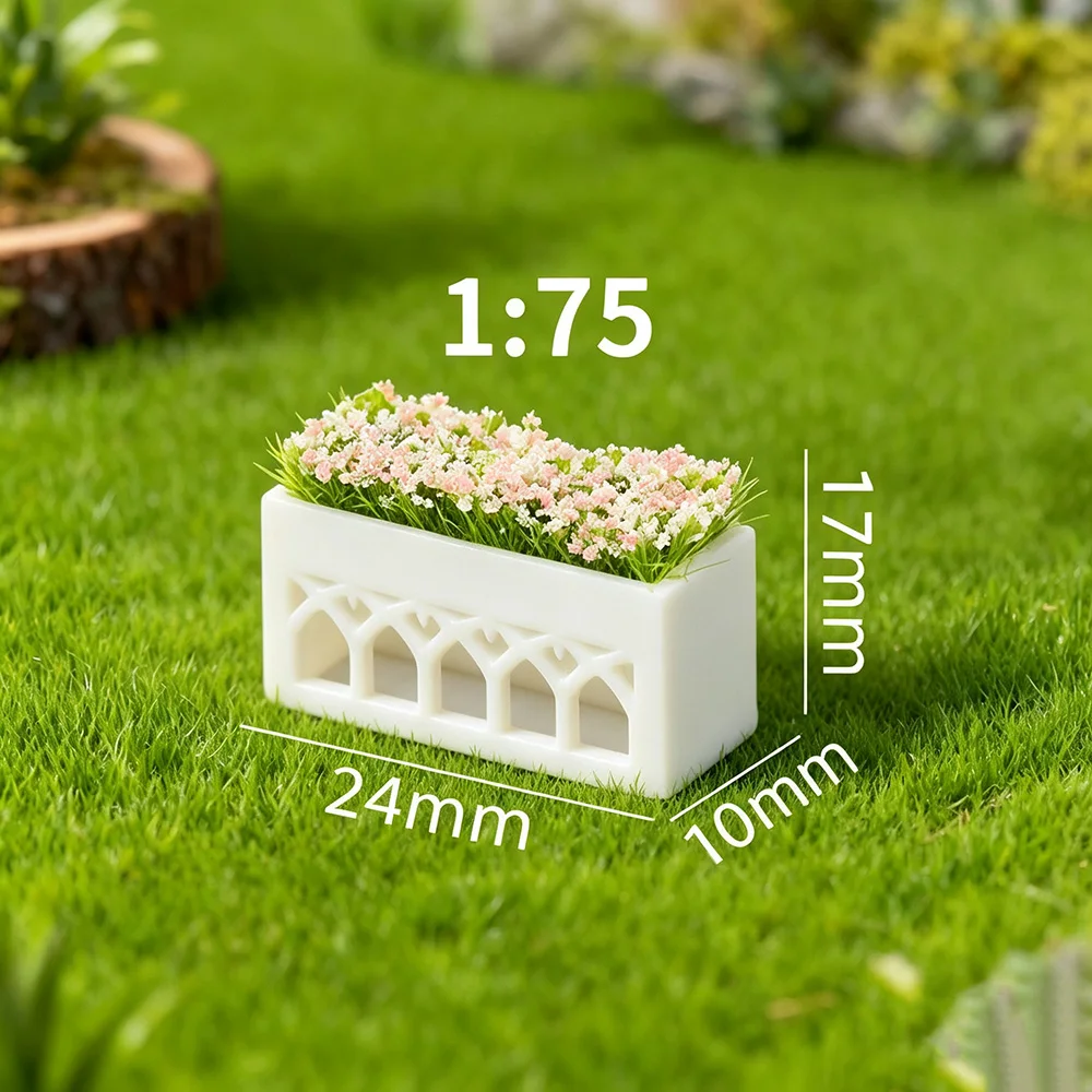 Simulations-Mini-Blumenbeet-Modell im Maßstab 1:75, Pflanzkasten, Blumensträucher, DIY Stadtstraßen-Garten-Layout-Materialien, Diorama, 3 Stück/Set – Detail 2