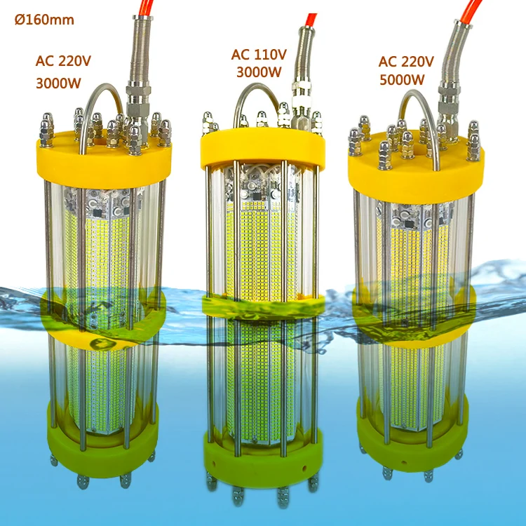 5000W Waterproof Green Color Led Fishing Light Deep Sea Light Seabed Fish Lamp Fishing Lights