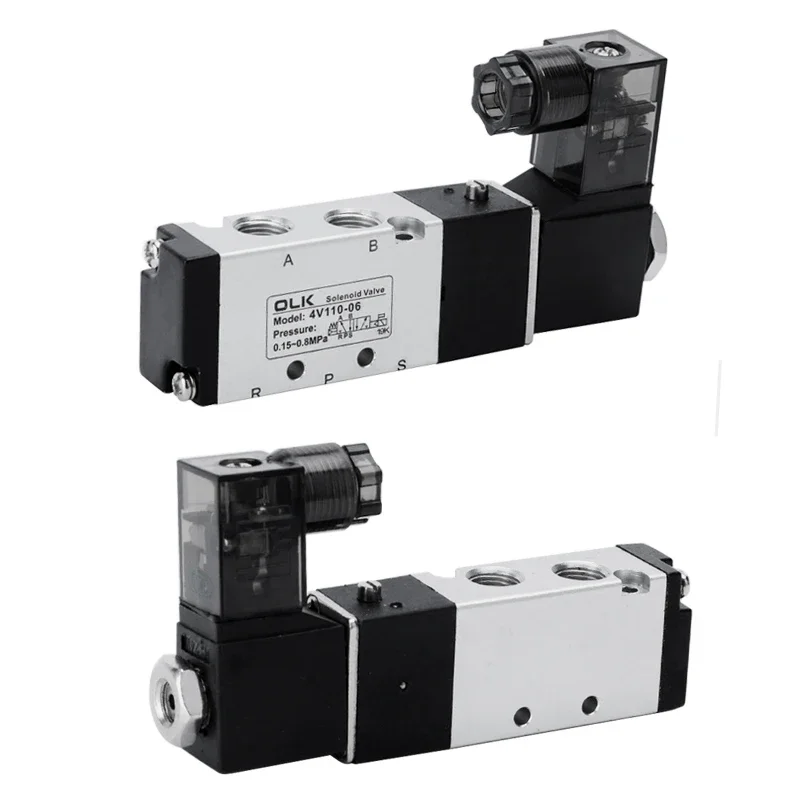 4V110-06 1/8 Luftmagnetventil 5/2Wege Pneumatikventil 5 Port 2 Position Gas Elektrische Magnetventile DC12V 24V 110V 220V