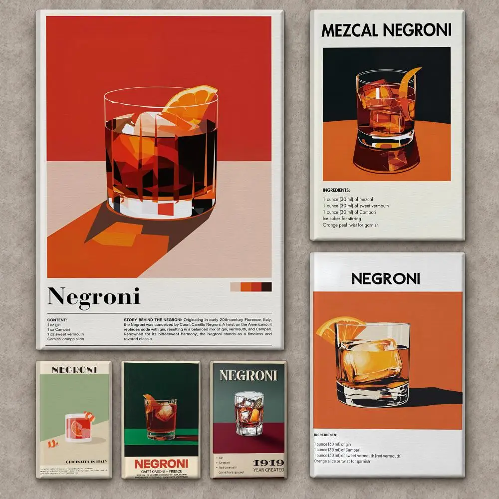 Pretty N-Negroni Beer Art Poster Framed Canvas Wall Art Gallery Wrapped Ready To Hang Living Room Bedroom Home Decor